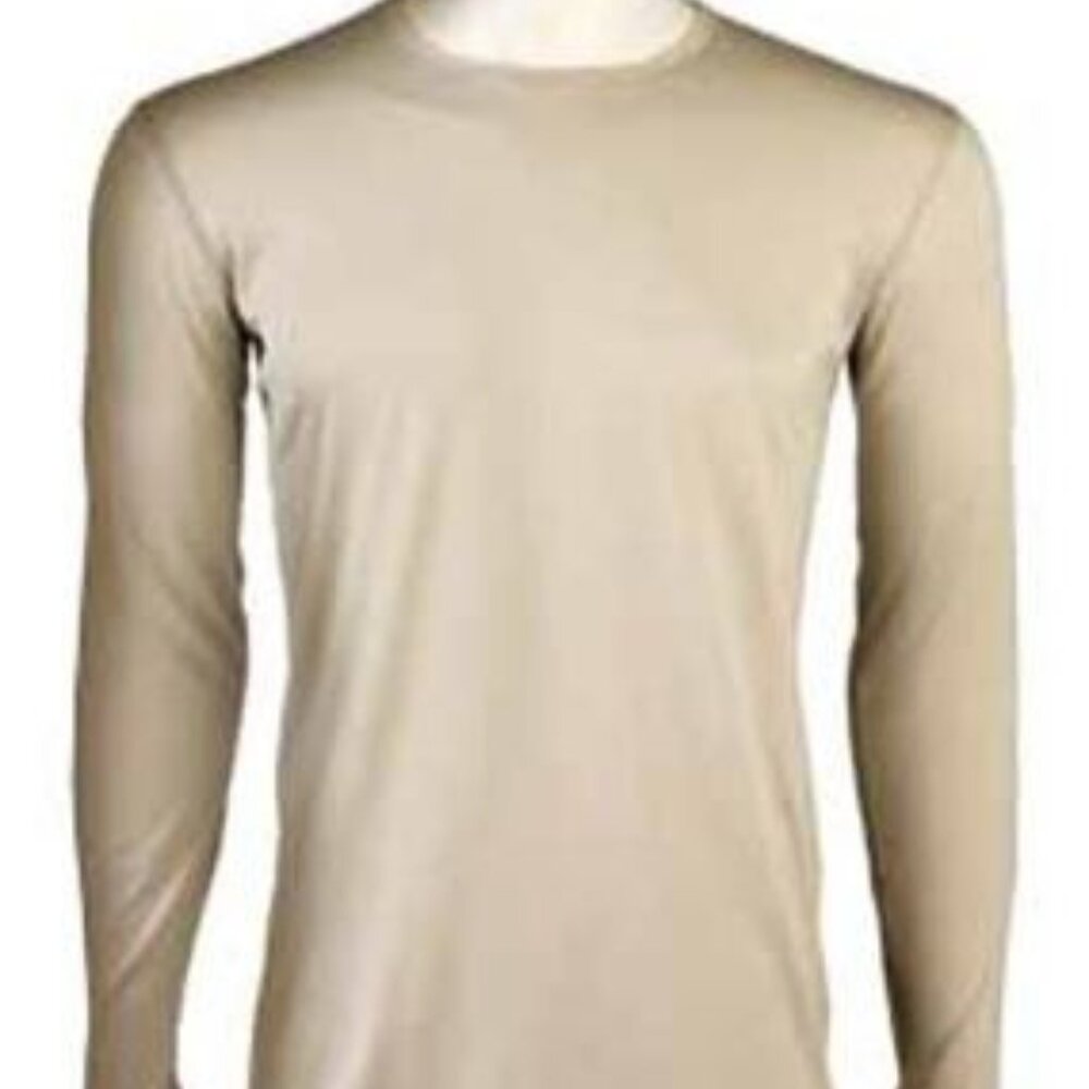 MENS POLARTEC TAN SILKWEIGHT LONG SLEEVE SHIRT   SIZE L   NWT